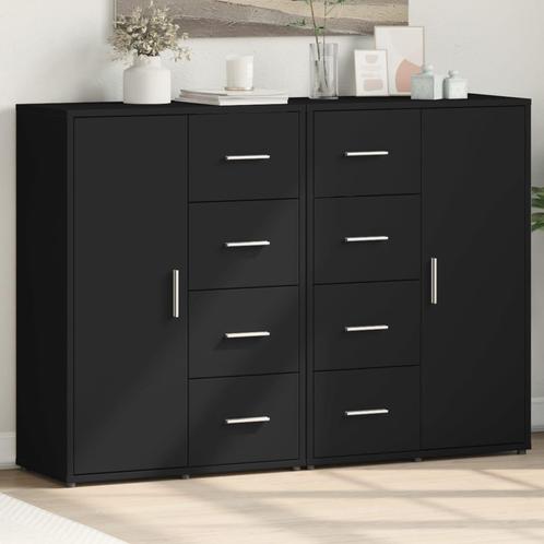 vidaXL Dressoirs 2 st 60x31x84 cm bewerkt hout zwart, Huis en Inrichting, Kasten | Dressoirs, 50 tot 75 cm, Nieuw, Minder dan 50 cm