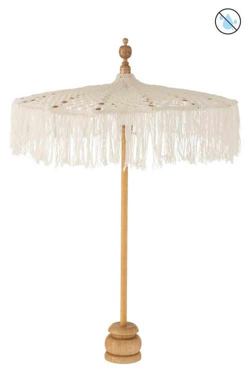 J-LINE PARASOL MET VOET – MACRAMÉ KATOEN WIT SMALL (TUIN), Tuin en Terras, Aarde en Mest, Overige typen, Ophalen of Verzenden