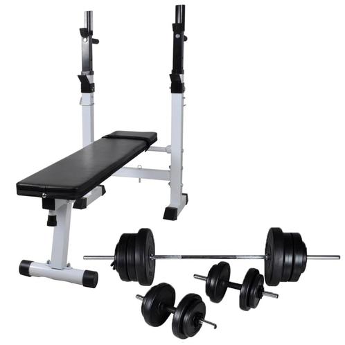 vidaXL Trainingsbank met gewichtenrek en halterset 60,5 kg, Sport en Fitness, Fitnessmaterialen, Nieuw, Verzenden