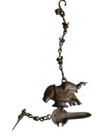Antique South Indian Bronze Hanging Oil Lamp in Elephant