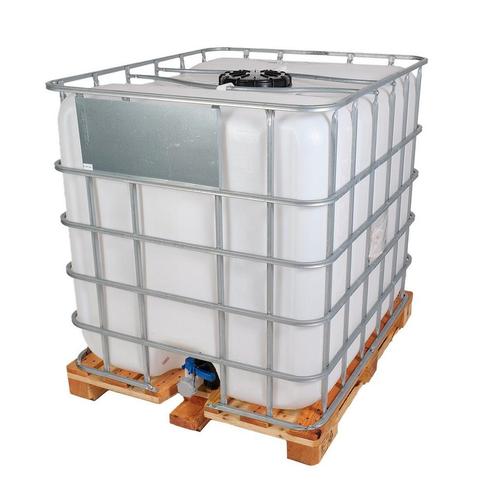 IBC container 1000 liter - houten pallet - Gebruikt A-keus, Zakelijke goederen, Kantoor en Winkelinrichting | Magazijn, Stelling en Opslag