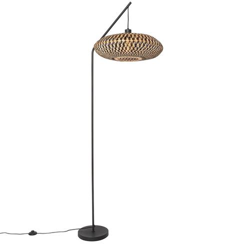 Oosterse vloerlamp zwart bamboe - Ostrava, Huis en Inrichting, Lampen | Vloerlampen, Nieuw, 150 tot 200 cm