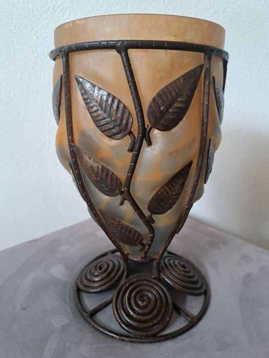 Art Nouveau vaas - Vaas - pâte de verre, Gietijzer - Vaas, Antiek en Kunst, Kunst | Designobjecten