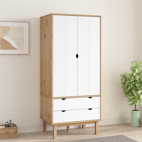 vidaXL Kledingkast OTTA 76,5x53x172 cm massief grenenhout, Huis en Inrichting, Kasten | Kledingkasten, Nieuw, Verzenden