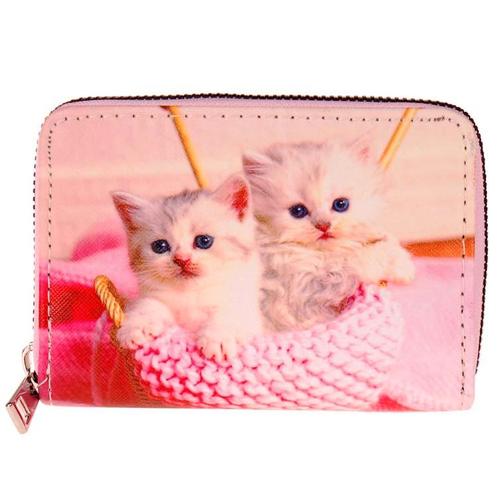 Portemonnee Meisjes - Kittens in Breiwerk Roze - Rondrits -, Sieraden, Tassen en Uiterlijk, Portemonnees, Nieuw, Ophalen of Verzenden