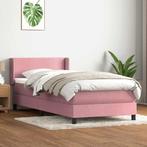 vidaXL Boxspring met matras fluweel roze 100x220 cm, Huis en Inrichting, Slaapkamer | Bedden, Verzenden, Nieuw, Stof