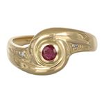 Ring - 18 karaat Geel goud - 0.12ct. tw. Robijn - Diamant, Sieraden, Tassen en Uiterlijk, Ringen, Nieuw