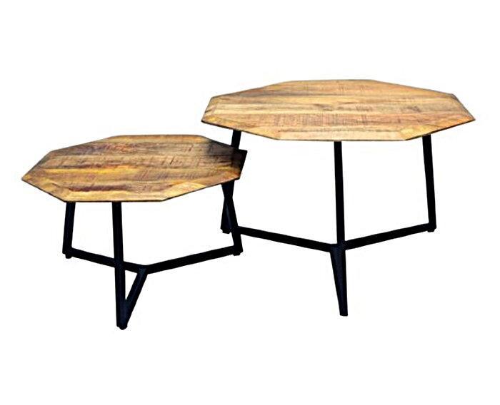 Salontafel Set 8 hoekig Mangohout | Moods, Huis en Inrichting, Tafels | Salontafels, Nieuw, Ophalen of Verzenden