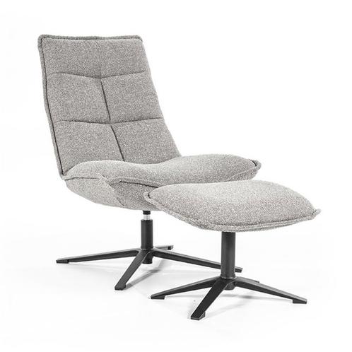 *WOONWINKEL* Eleonora Marcus Fauteuil Met Hocker Lichtgrijs, Huis en Inrichting, Fauteuils, Nieuw, Verzenden