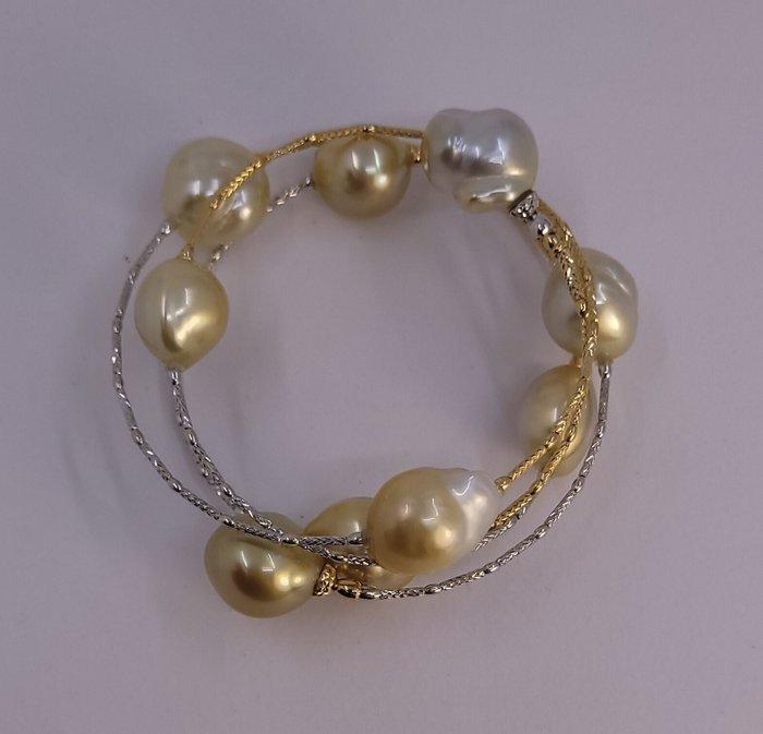 Armband - 18 karaat Geel goud, Witgoud, Gouden Zuidzeeparels, Sieraden, Tassen en Uiterlijk, Armbanden