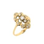 Vintage gouden ring met zirconia, Gebruikt, Overige kleuren, Ophalen of Verzenden, Kleiner dan 17