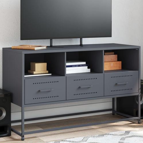 vidaXL Tv-meubel 100,5x39x60,5 cm staal antracietkleurig, Huis en Inrichting, Kasten | Televisiemeubels, 75 cm of meer, Nieuw