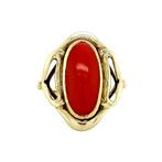 Gouden ring met bloedkoraal 14 krt, Ophalen of Verzenden, Nieuw