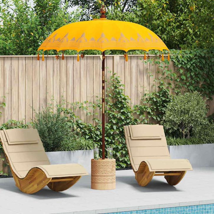 vidaXL Balinese Parasol Geel (180-190) x 260 cm Katoen en, Tuin en Terras, Parasols, Nieuw, 1 tot 2 meter, Verzenden