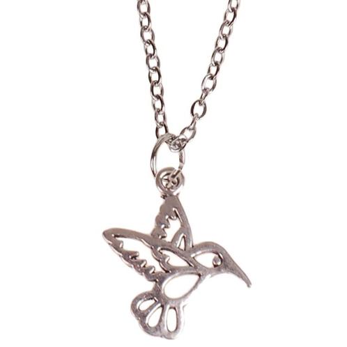 Ketting Zilverkleurig 55cm - Hangertje Kolibrie zilverkleuri, Sieraden, Tassen en Uiterlijk, Kettingen, Nieuw, Ophalen of Verzenden