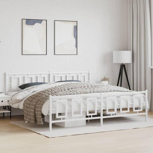 vidaXL Bedframe met hoofd- en voeteneinde metaal wit 193x203, Huis en Inrichting, Slaapkamer | Bedden, Wit, Nieuw, Metaal, Tweepersoons