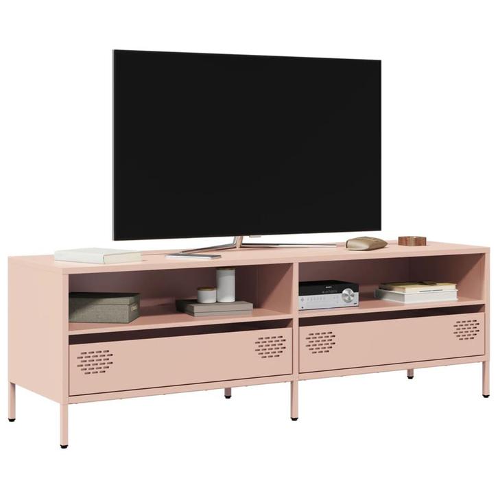 vidaXL Tv-meubel 135x39x43,5 cm koudgewalst staal roze, Huis en Inrichting, Kasten | Televisiemeubels, 25 tot 50 cm, Nieuw, Metaal