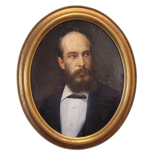 Franse school (XIX) - Retrato masculino, Antiek en Kunst, Kunst | Schilderijen | Klassiek