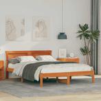 vidaXL Bedframe Wasbruin 140 x 190 cm Massief grenenhout, Huis en Inrichting, Verzenden, Nieuw, Bruin, Hout