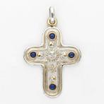 Zonder Minimumprijs - Hanger Zilver - Kruis - Lapis lazuli, Antiek en Kunst, Antiek | Goud en Zilver