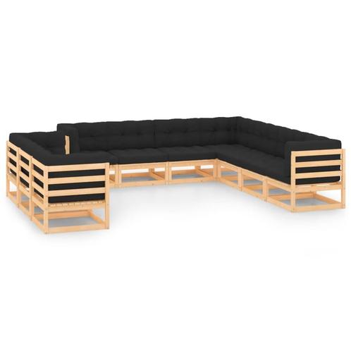 vidaXL 10-delige Loungeset met antracietkleurige kussens, Tuin en Terras, Tuinsets en Loungesets, Loungeset, Nieuw, Verzenden