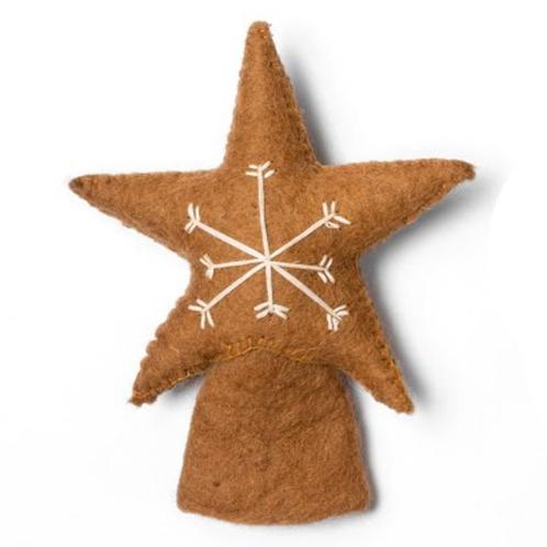 Piek Vilt - Gingerbread Ster Geborduurde Sneeuwvlok - 16x12c, Diversen, Kerst, Nieuw, Ophalen of Verzenden