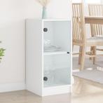 vidaXL Bijzetkast met glazen deuren 35x37x75,5 cm wit, Minder dan 50 cm, Verzenden, Nieuw, Minder dan 100 cm
