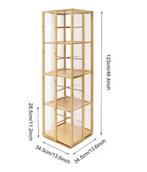 Draaibare Boekenkast 360° – Bamboe Opbergrek 4 Lagen 123 cm, Huis en Inrichting, Kasten | Boekenkasten, Verzenden, Nieuw