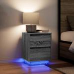 vidaXL Nachtkastjes met LED 2 st 38x34x50 cm grijs sonoma, Huis en Inrichting, Verzenden, Nieuw, Hout