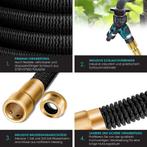 Flexibele Tuinslang - Inc. sproeikop - 22,5 meter - Zwart, Verzenden, Zo goed als nieuw