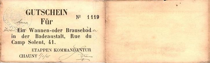 France Frankreich 02300 Chauny duitse Besetzung Gutschein..., Postzegels en Munten, Munten | Nederland, Verzenden