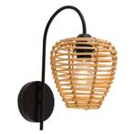 Rotan wandlamp bruin, Irene, met schakelaar, Ophalen of Verzenden, Nieuw, Metaal, Landelijk