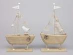 Zeilschip Hout Staand Maritiem Set 2 stuks 16x30,5 cm, Ophalen of Verzenden, Nieuw
