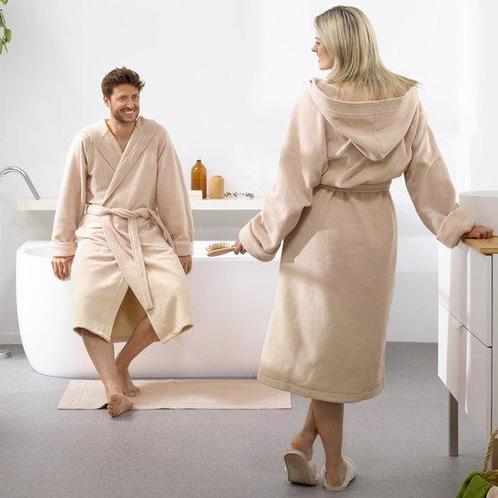 Tweedekans | Moodit Badjas Reese, Zand - XL - Unisex -, Huis en Inrichting, Badkamer | Badtextiel en Accessoires, Zo goed als nieuw