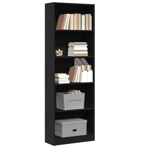 vidaXL Boekenkast 60x24x176 cm bewerkt hout zwart, Huis en Inrichting, Kasten | Boekenkasten, Nieuw, Overige houtsoorten, Verzenden