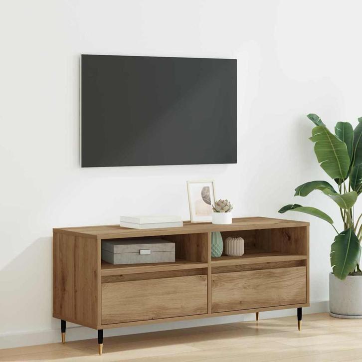 vidaXL TV-kast met lade Artisan Eiken 100 x 34,5 x 44,5 cm, Huis en Inrichting, Kasten | Televisiemeubels, Nieuw, 100 tot 150 cm