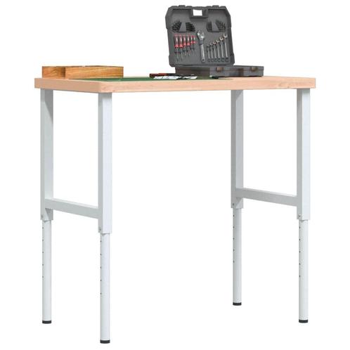 vidaXL Werkbank rechthoekig 100x60x(73-99,5) cm massief, Doe-het-zelf en Verbouw, Werkbanken, Nieuw, Verzenden