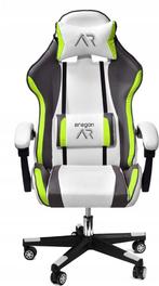 Gamestoel ergonomisch wit-grijs-limoen ECO-leer bureaustoel, Ophalen of Verzenden, Nieuw