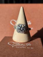 Ring zilver met lab diamant 2 karaat, Nieuw, Ophalen of Verzenden, Met edelsteen, Zilver
