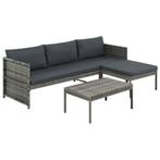 vidaXL 3-delige Loungeset met kussens poly rattan grijs, Tuin en Terras, 3 zitplaatsen, Nieuw, Loungeset, Verzenden