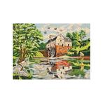 Spaanse school (XX) - Paisaje bucólico con molino y cisnes