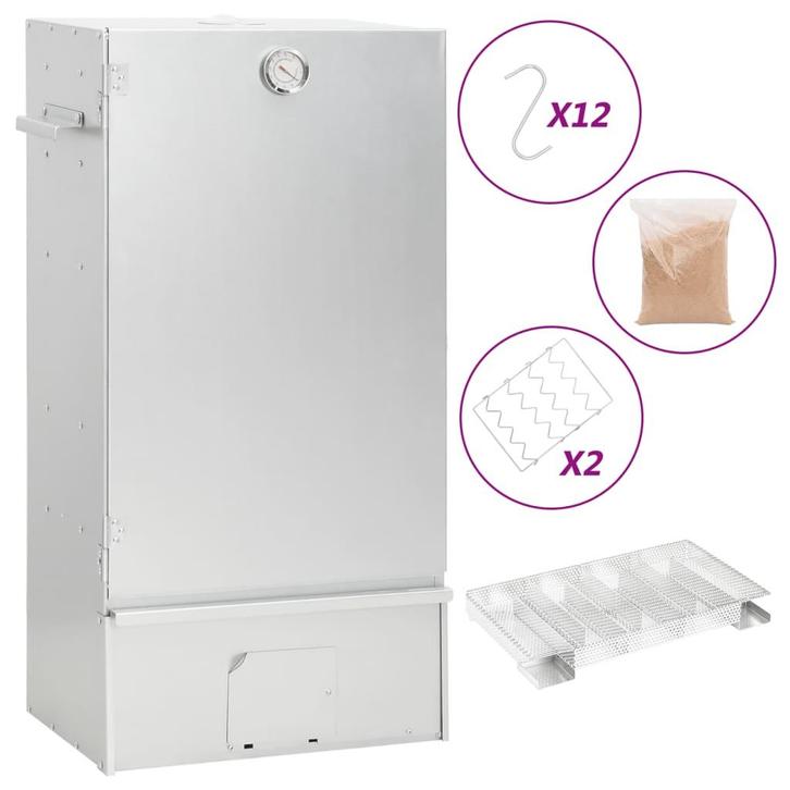 vidaXL BBQ-rookoven met koude rookgenerator gegalvaniseerd, Tuin en Terras, Houtskoolbarbecues, Nieuw, Verzenden