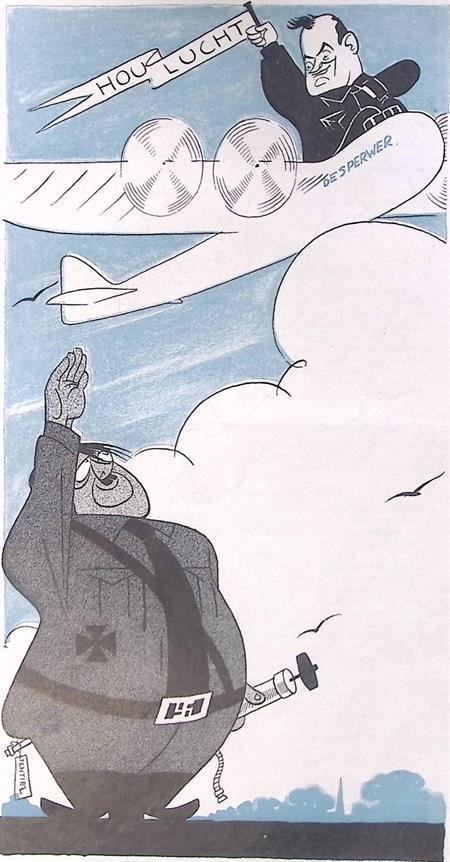 Spotprent over een bezoek van Mussert aan Nederlands-Indië, Antiek en Kunst, Kunst | Litho's en Zeefdrukken, Verzenden