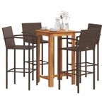 vidaXL 5-delige Tuinbarset massief acaciahout en poly rattan, Tuin en Terras, Verzenden, Nieuw, Rotan, 4 zitplaatsen