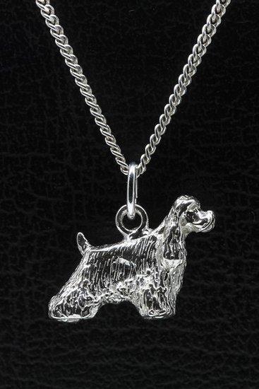 Zilveren Amerikaanse cocker spaniel ketting hanger - groot, Sieraden, Tassen en Uiterlijk, Kettinghangers, Verzenden