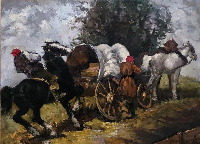 Alessio Issupoff (1889-1957) - La carovana, Antiek en Kunst, Kunst | Schilderijen | Klassiek