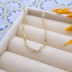 Gouden Venetiaanse schakel armband met parel | 18 cm, Gebruikt, Overige kleuren, Ophalen of Verzenden, Met edelsteen