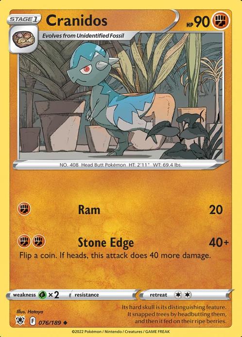 Cranidos 076/189 Astral Radiance, Hobby en Vrije tijd, Verzamelkaartspellen | Pokémon, Losse kaart, Nieuw, Foil, Ophalen of Verzenden
