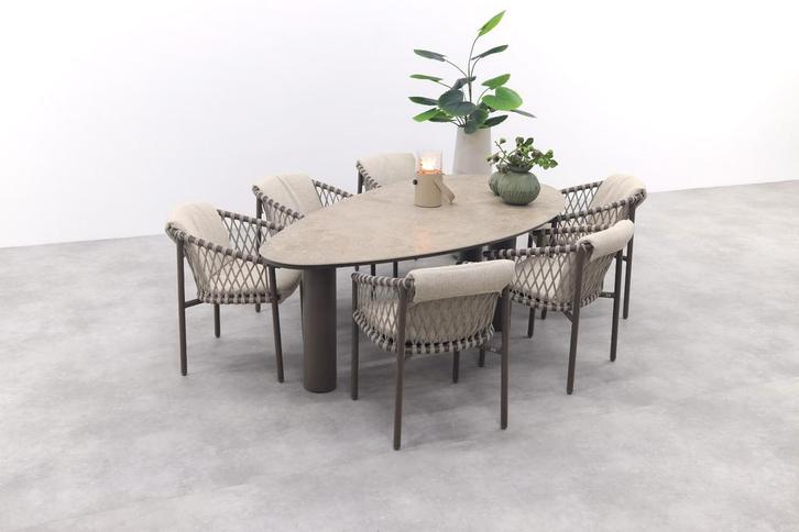 4 Seasons Allora/Arizona organische tuinset 240x120 cm. -, Tuin en Terras, Tuinsets en Loungesets, Tuinset, Nieuw, Rvs, Verzenden