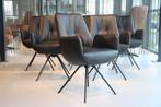 6 x Gealux Lody / Mabach eetkamerstoel draai / leer zwart, Nieuw, Vijf, Zes of meer stoelen, Ophalen of Verzenden, Design made in Holland